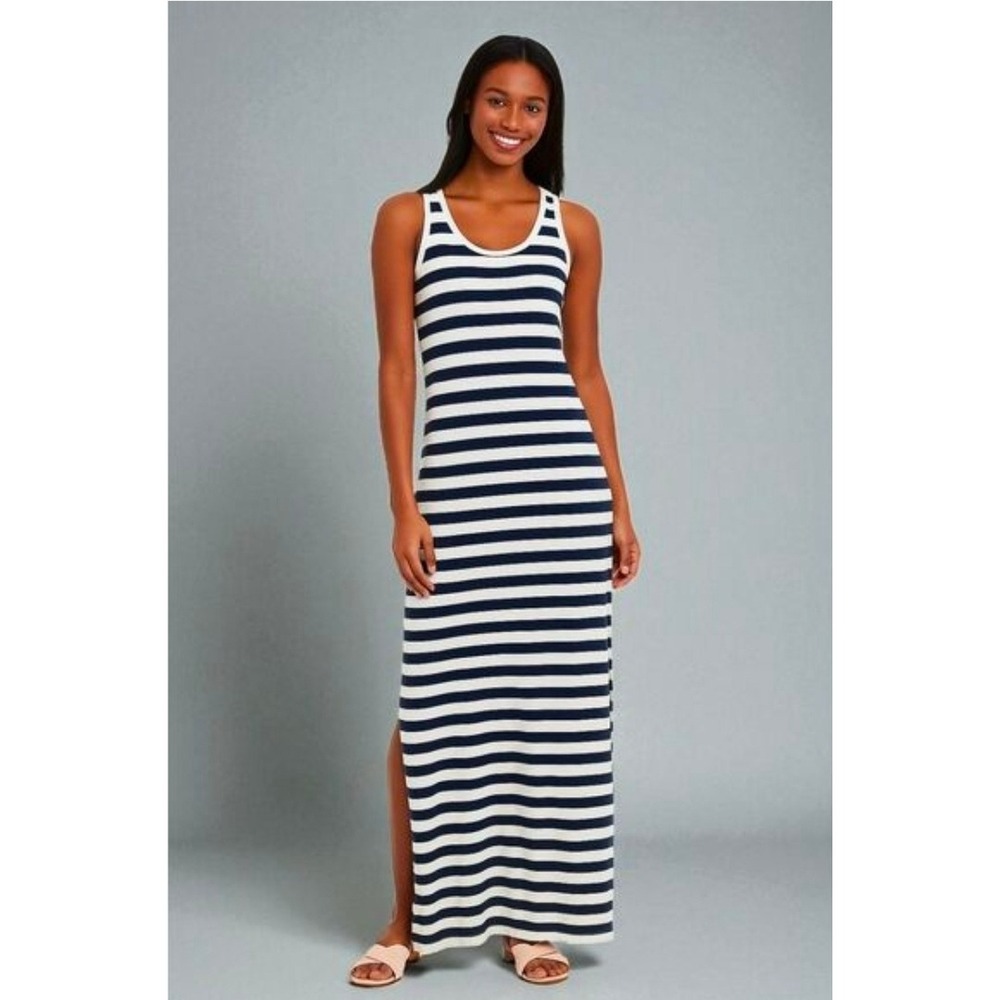 Vineyard Vines Navy White Striped Sleeveless Nautical Maxi Dress Small